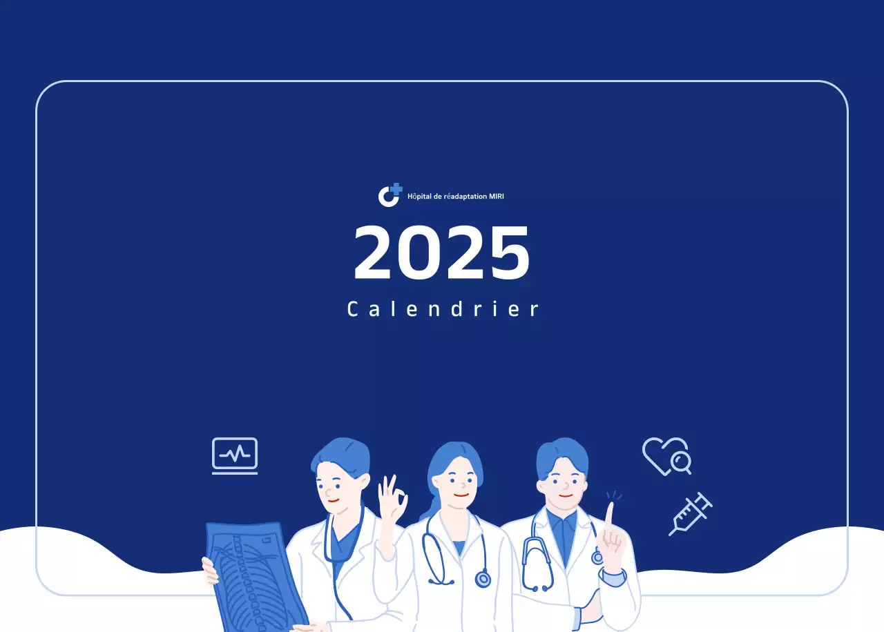 Calendrier simple avec des illustrations bleues et épurées