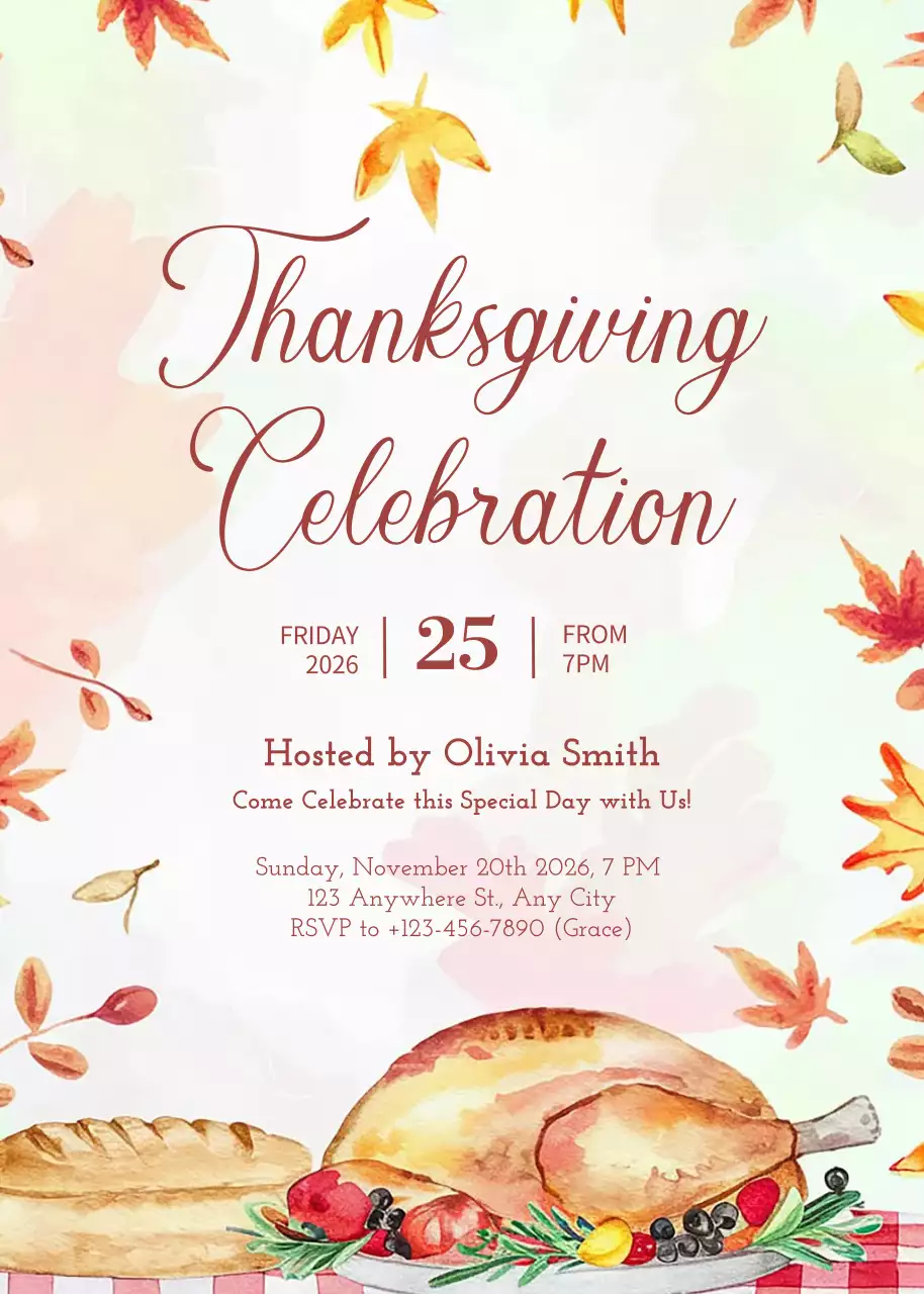 Beige Traditional Thanksgiving Invitation Poster