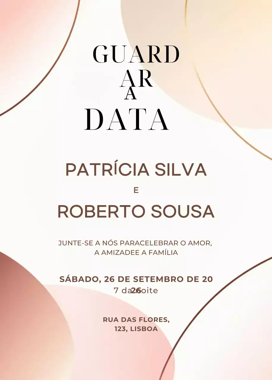Convite de casamento rosa bege estilo elegante