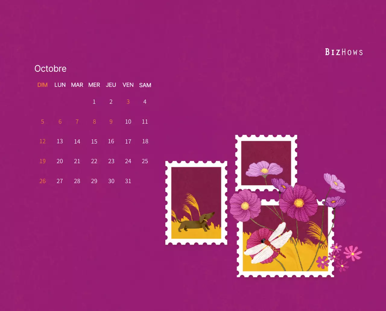 Calendrier du Nouvel An avec illustrations chaleureuses