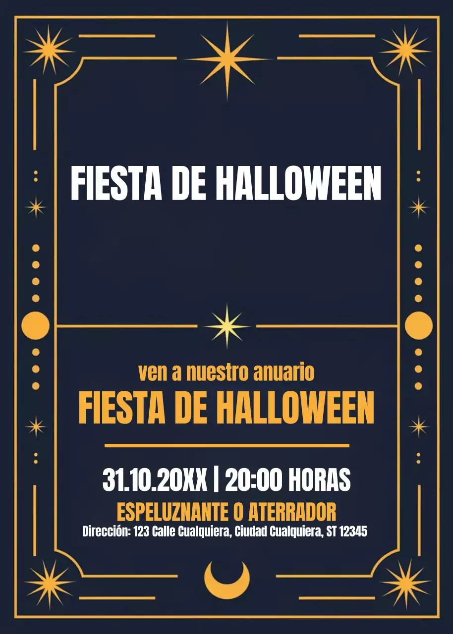 Invitación de Halloween retro azul marino