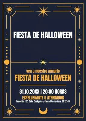 Invitación de Halloween retro azul marino