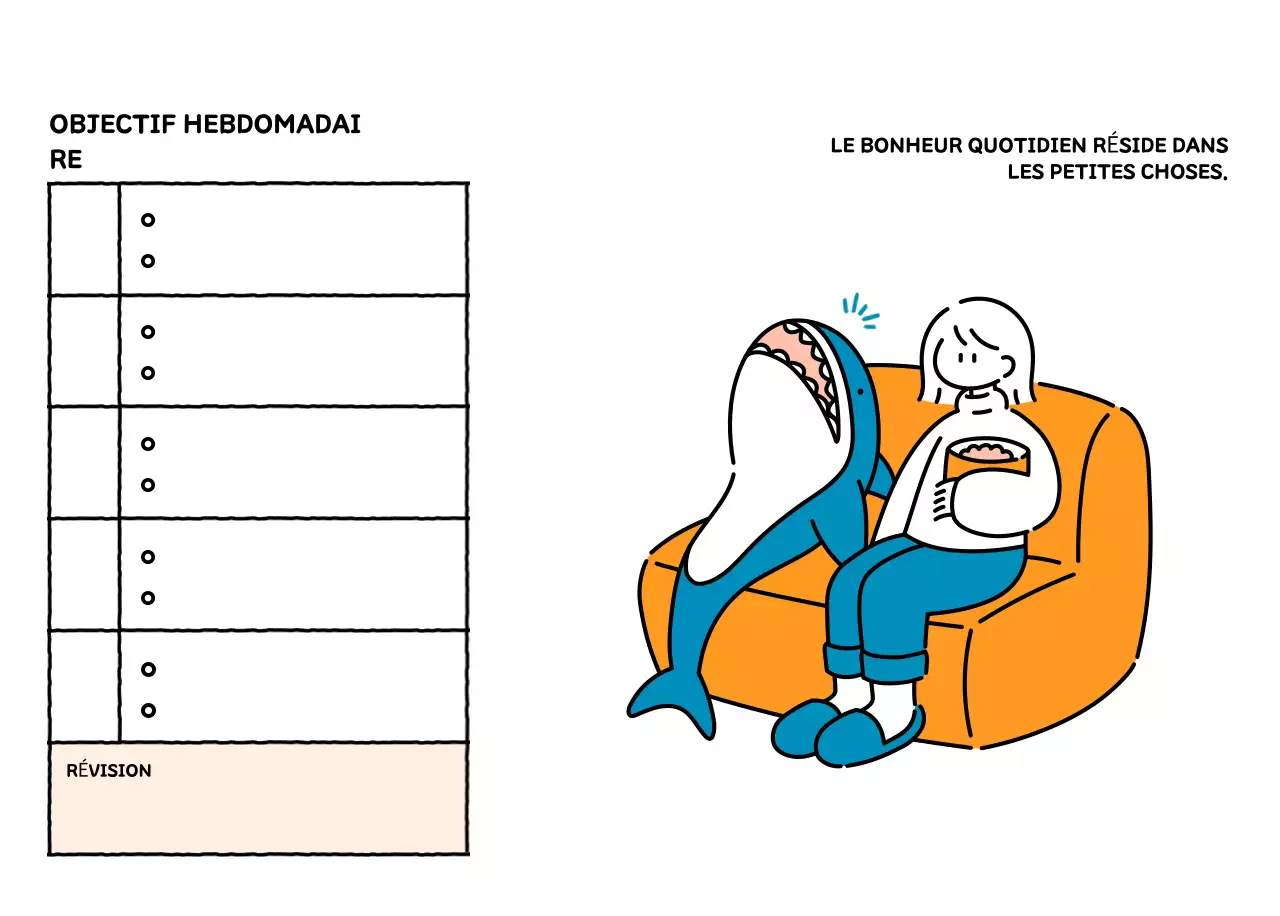 Calendrier illustré avec un joli style de lignes