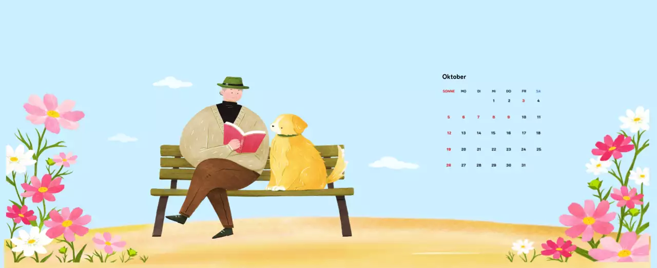 Neujahrskalender mit warmen Illustrationen