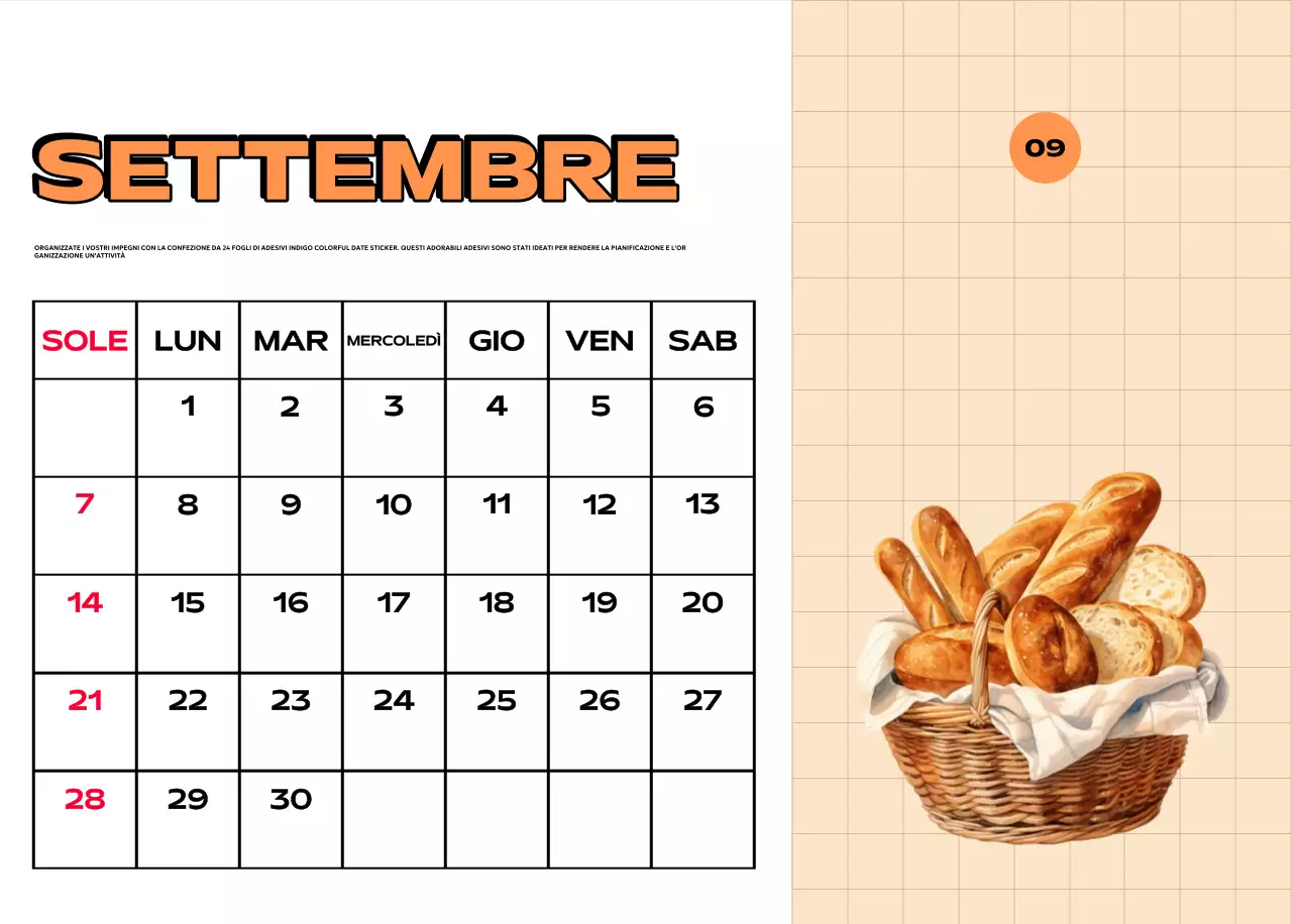 Calendari colorati con una varietà di illustrazioni retrò