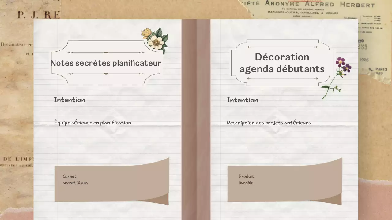 Présentation de l'agenda Brown Vintage