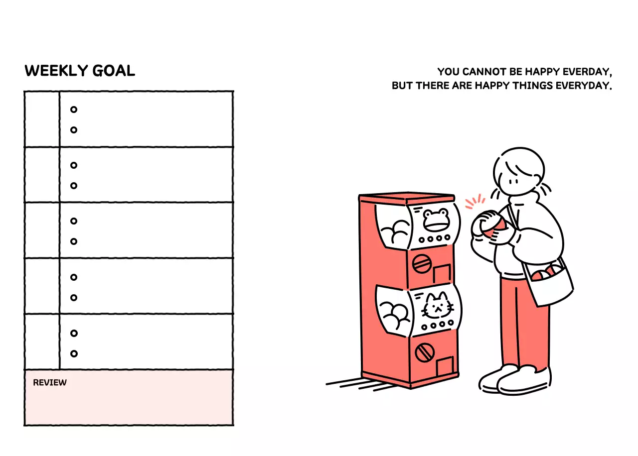 Illustrated calendar with a cute line style