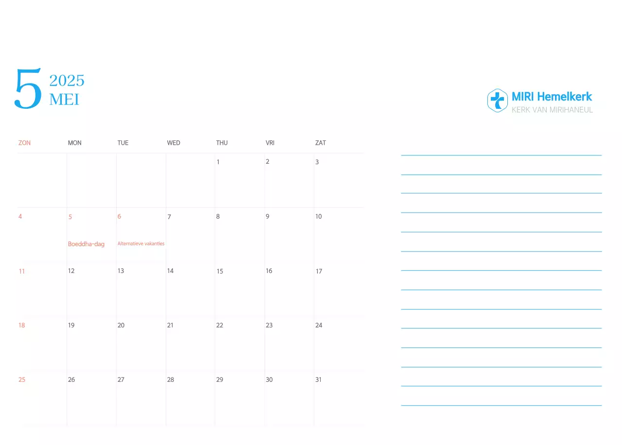 Blauw modern concept kerkkalender
