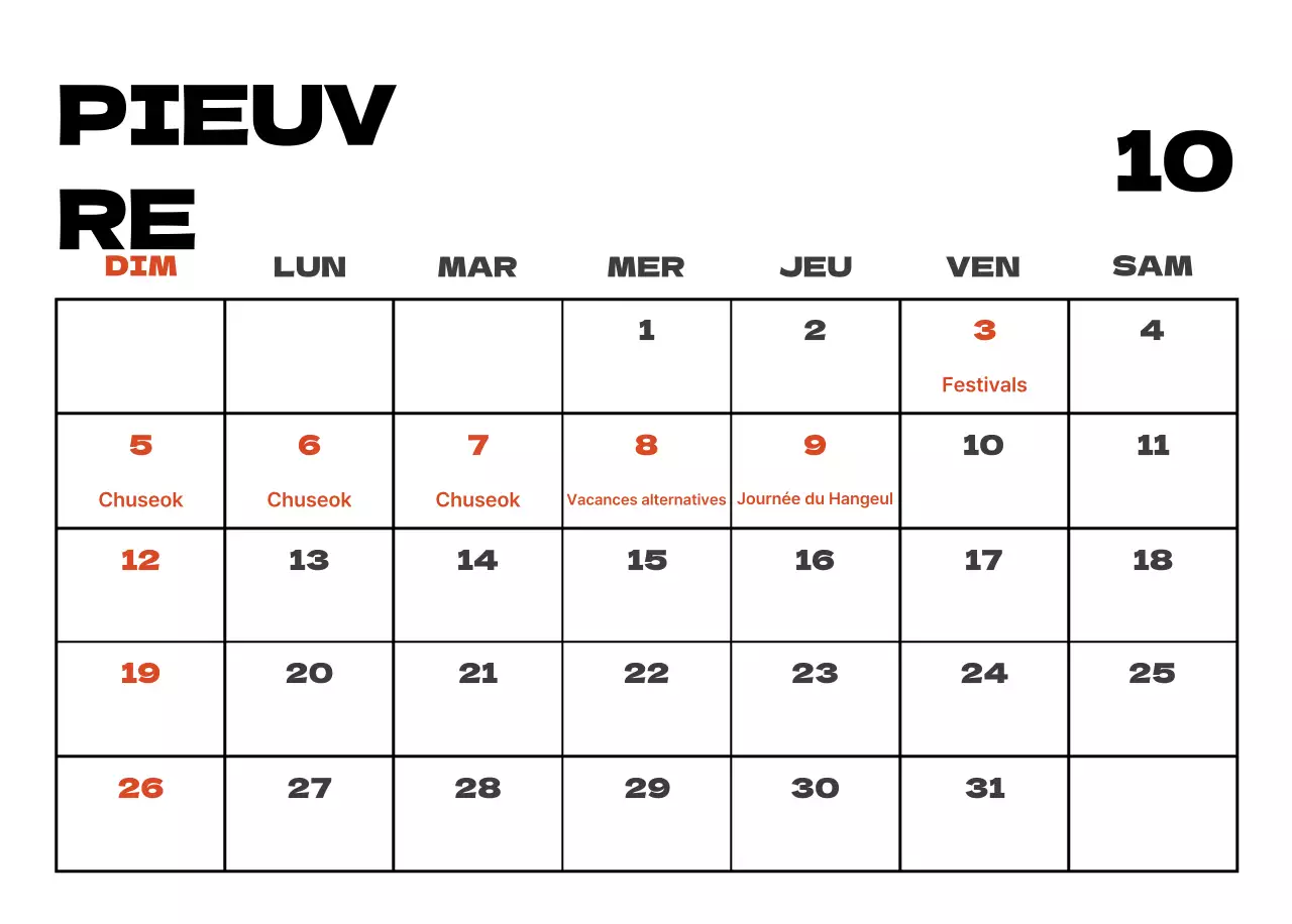 Calendrier de nettoyage des photos du ciel