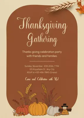 Brown Vintage Thanksgiving Invitation Poster