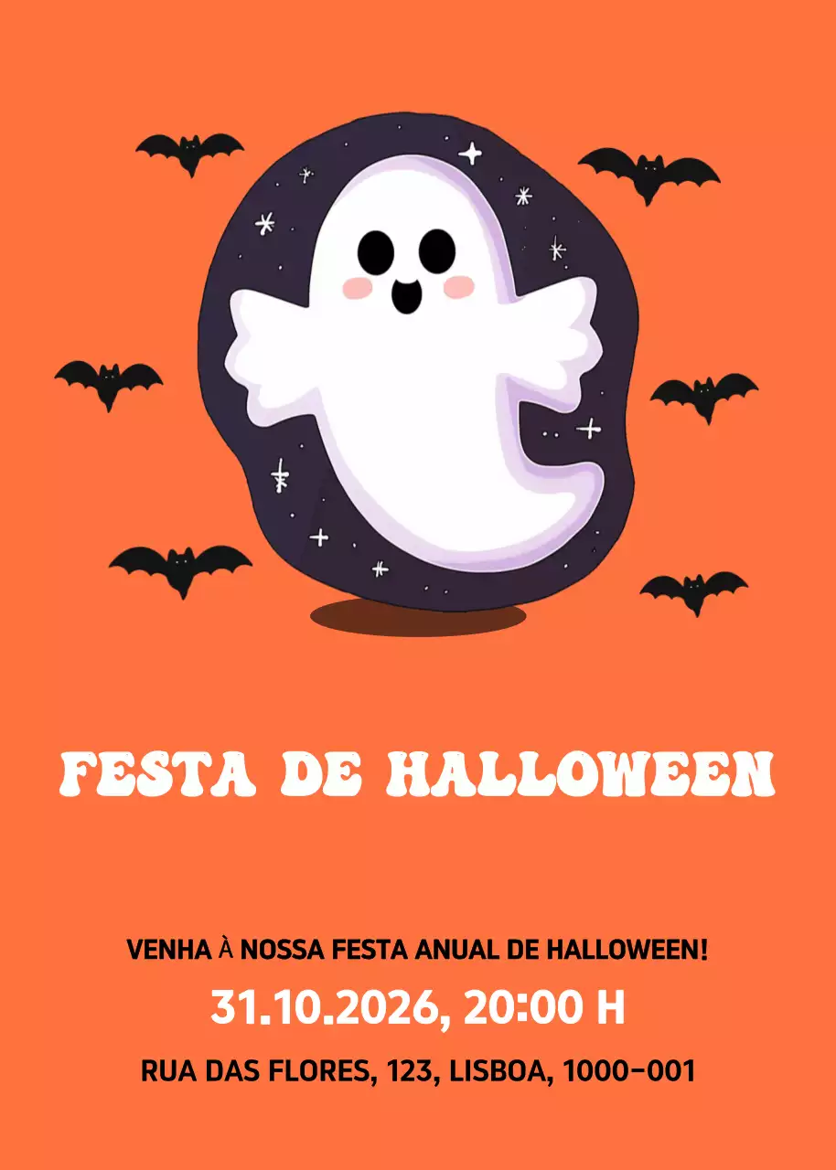 Convite de Halloween laranja retro