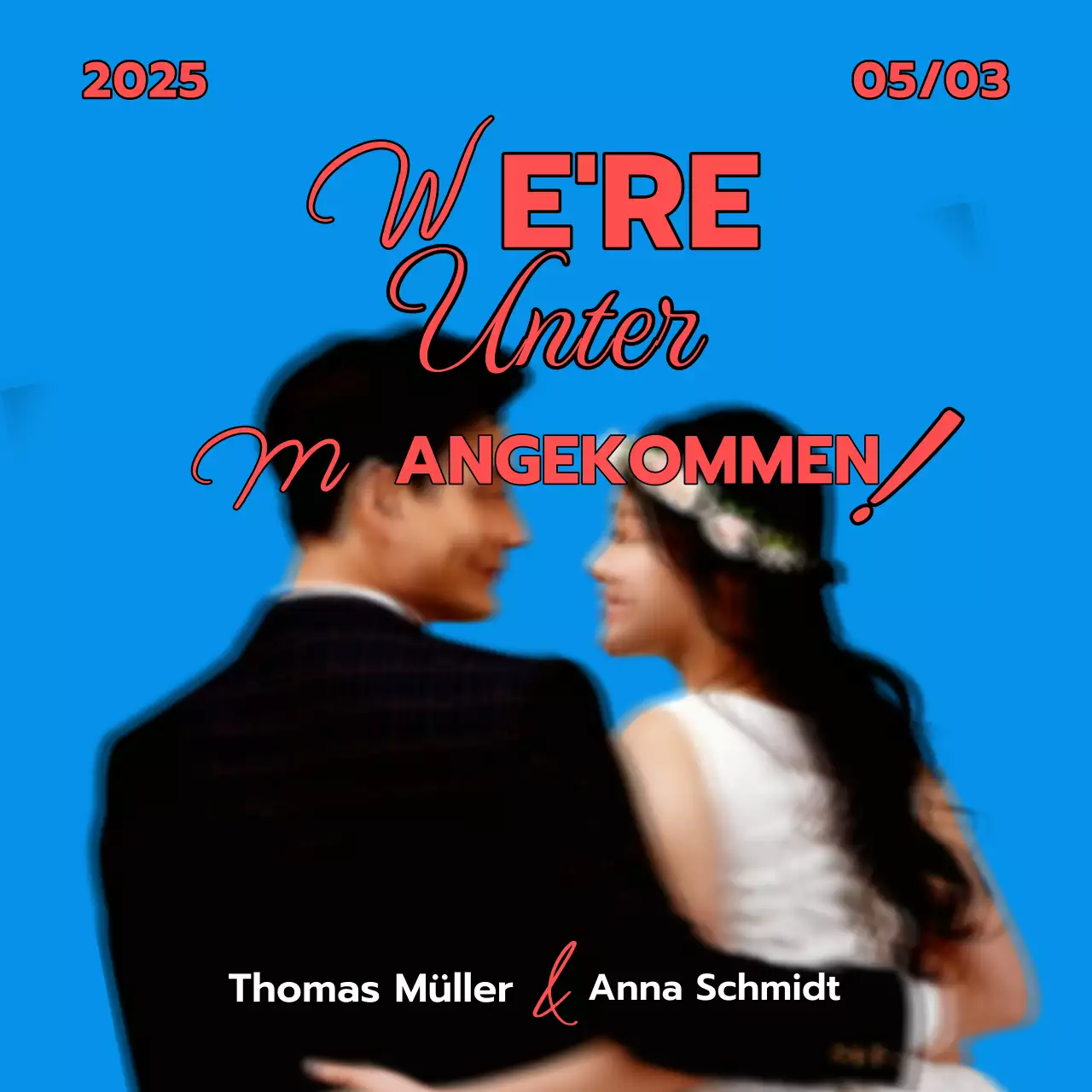 Blaue amerikanische Vintage-Hochzeitseinladung