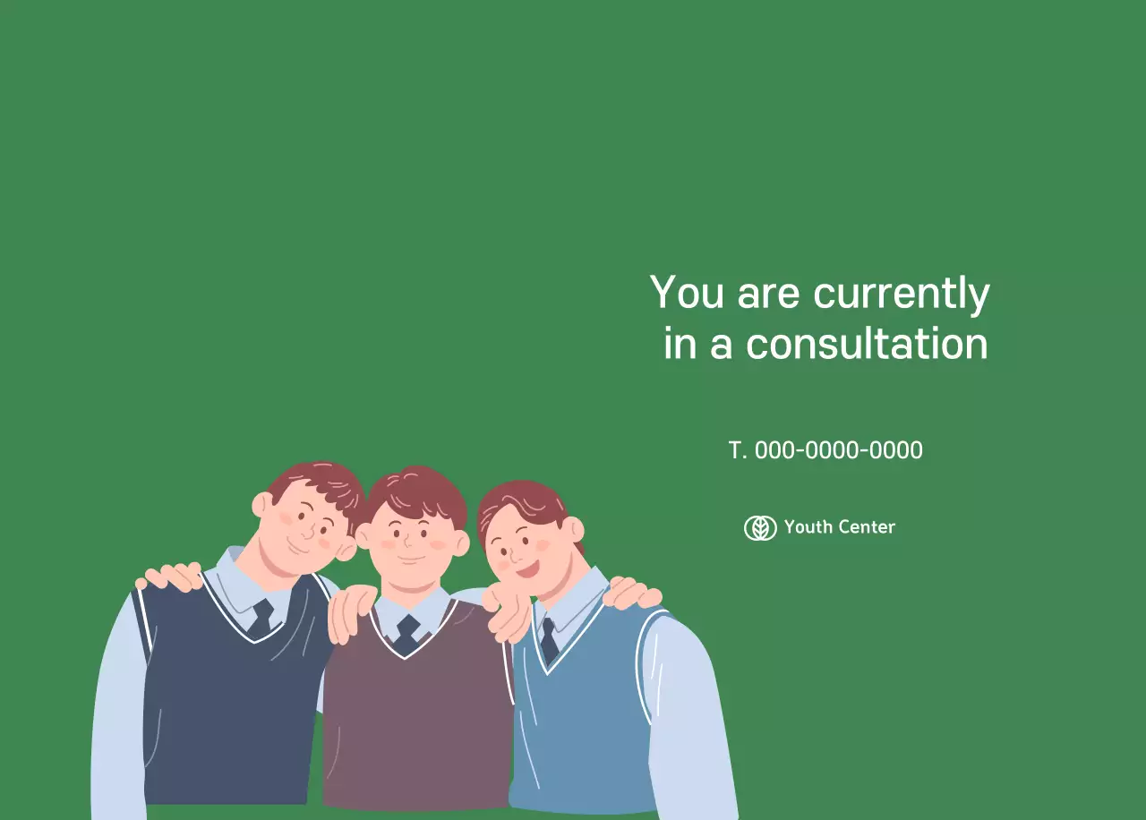 Calendar with youth illustrations on a yellow-green background