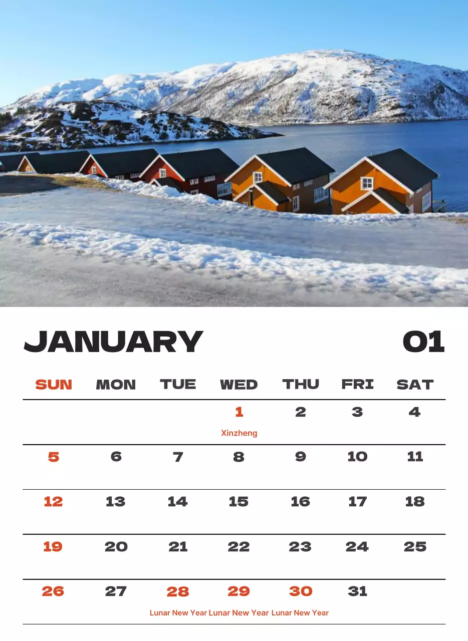 Kalender bersih foto langit