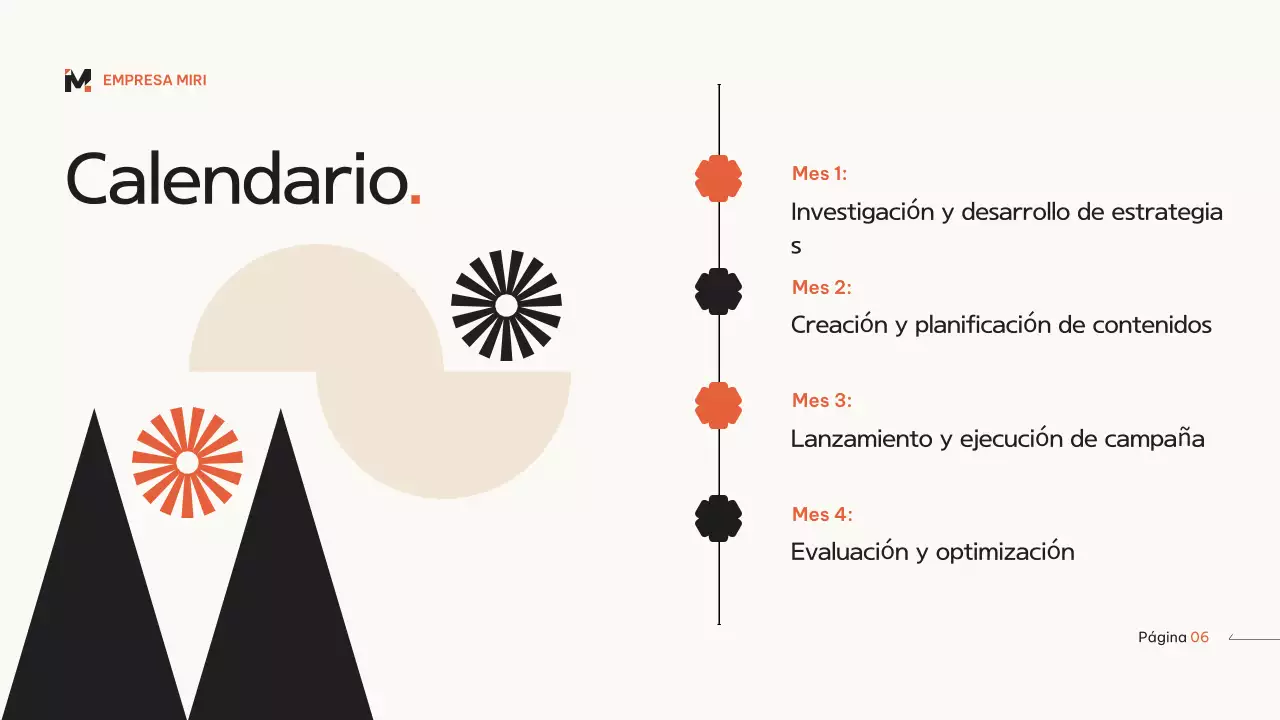 Naranja beige moderno plan de marketing geométrico