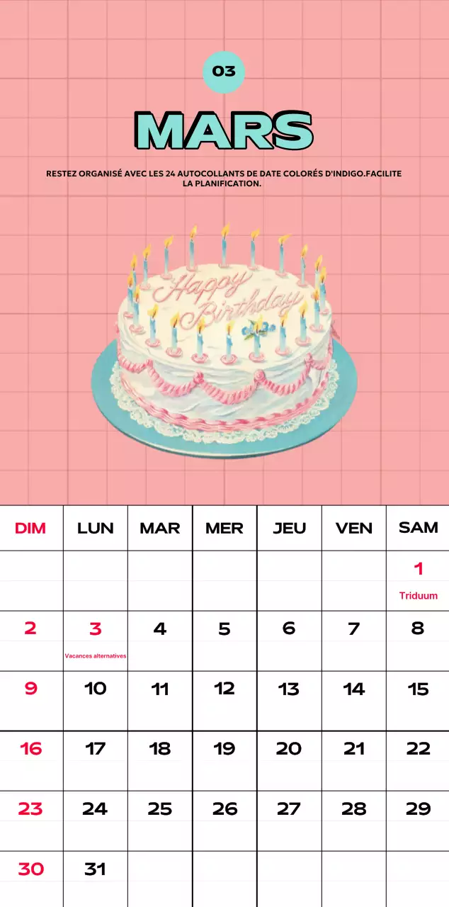 Calendriers colorés avec une variété d'illustrations rétro