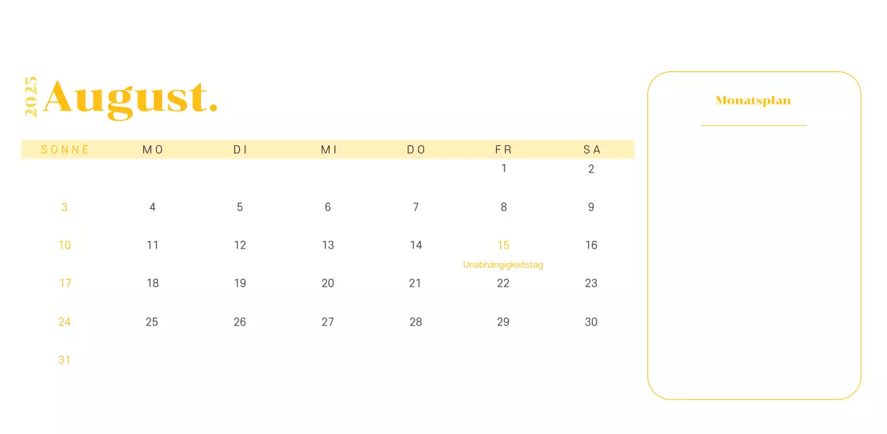 Kalender mit Jugendillustrationen auf gelb-grünem Hintergrund