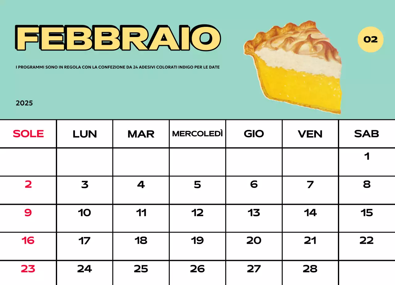 Calendari colorati con una varietà di illustrazioni retrò