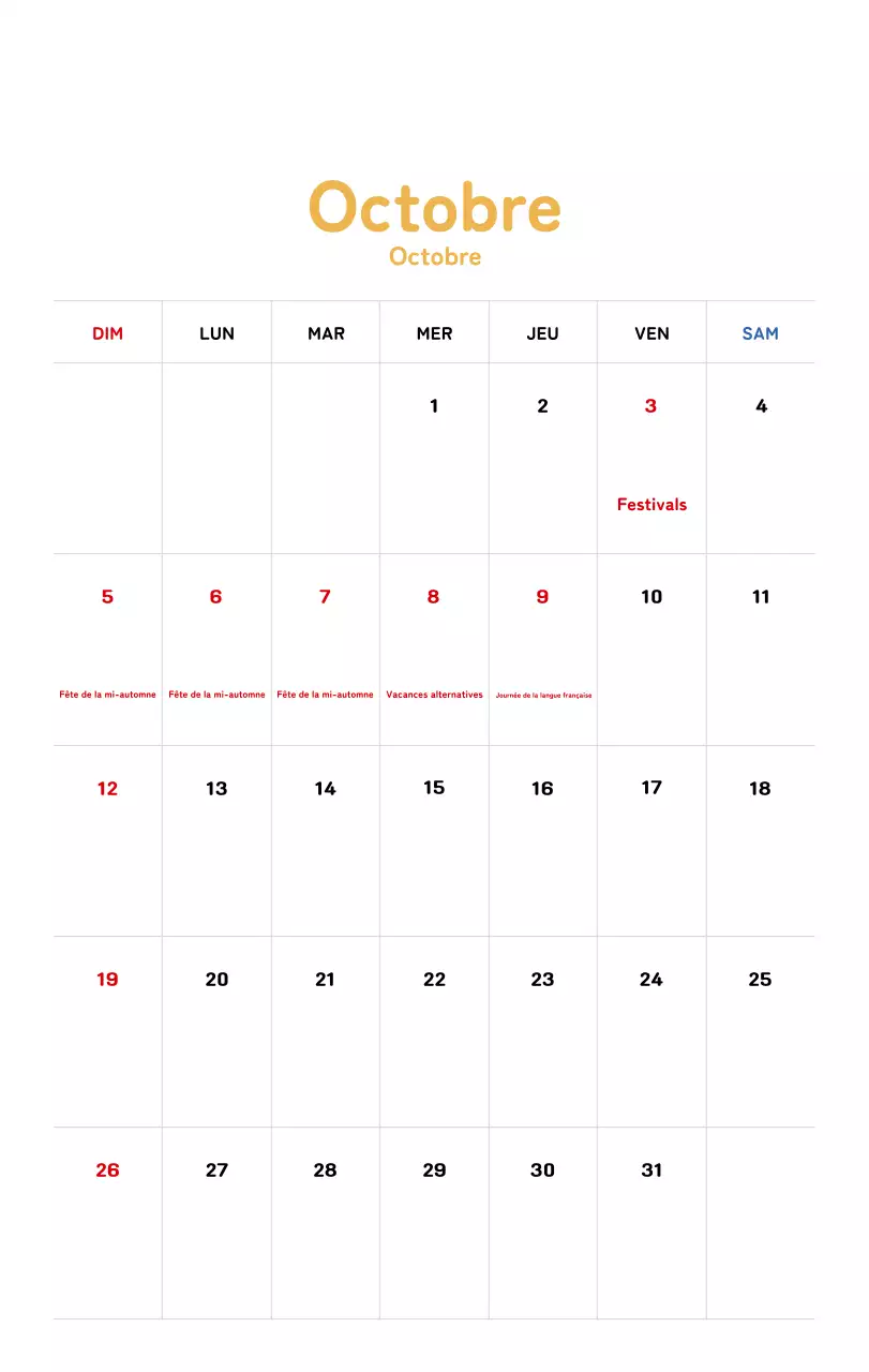 Calendrier du Nouvel An avec illustrations chaleureuses