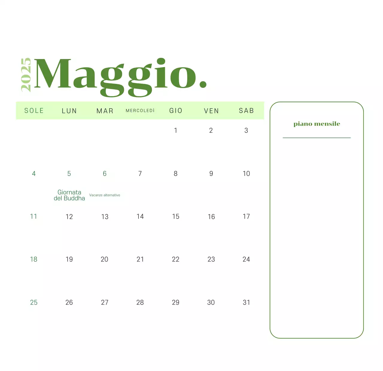 Calendario con illustrazioni giovanili su sfondo giallo-verde