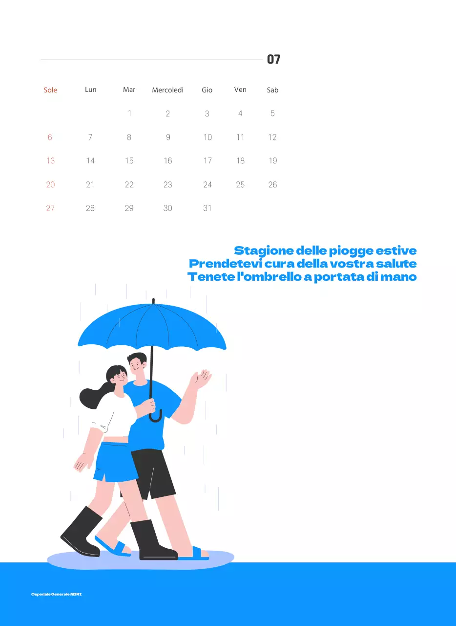 Un ospedale festivo con illustrazioni a tema salute e famiglia e accenti colorati