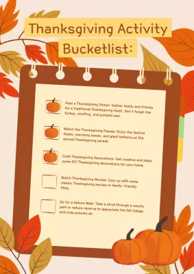 Orange Rustic Thanksgiving Checklist Poster