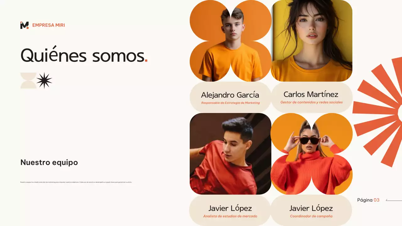 Naranja beige moderno plan de marketing geométrico