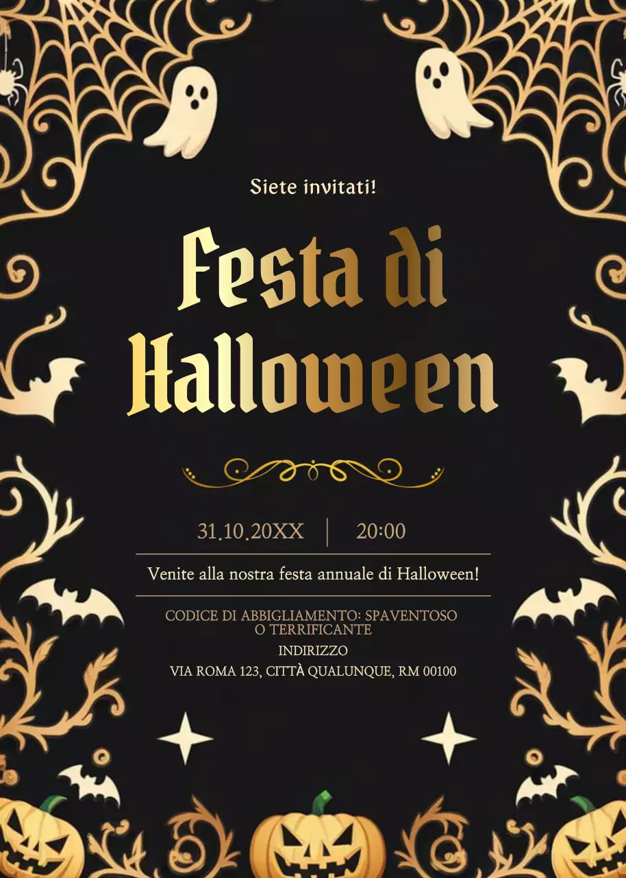 invito gotico nero per Halloween