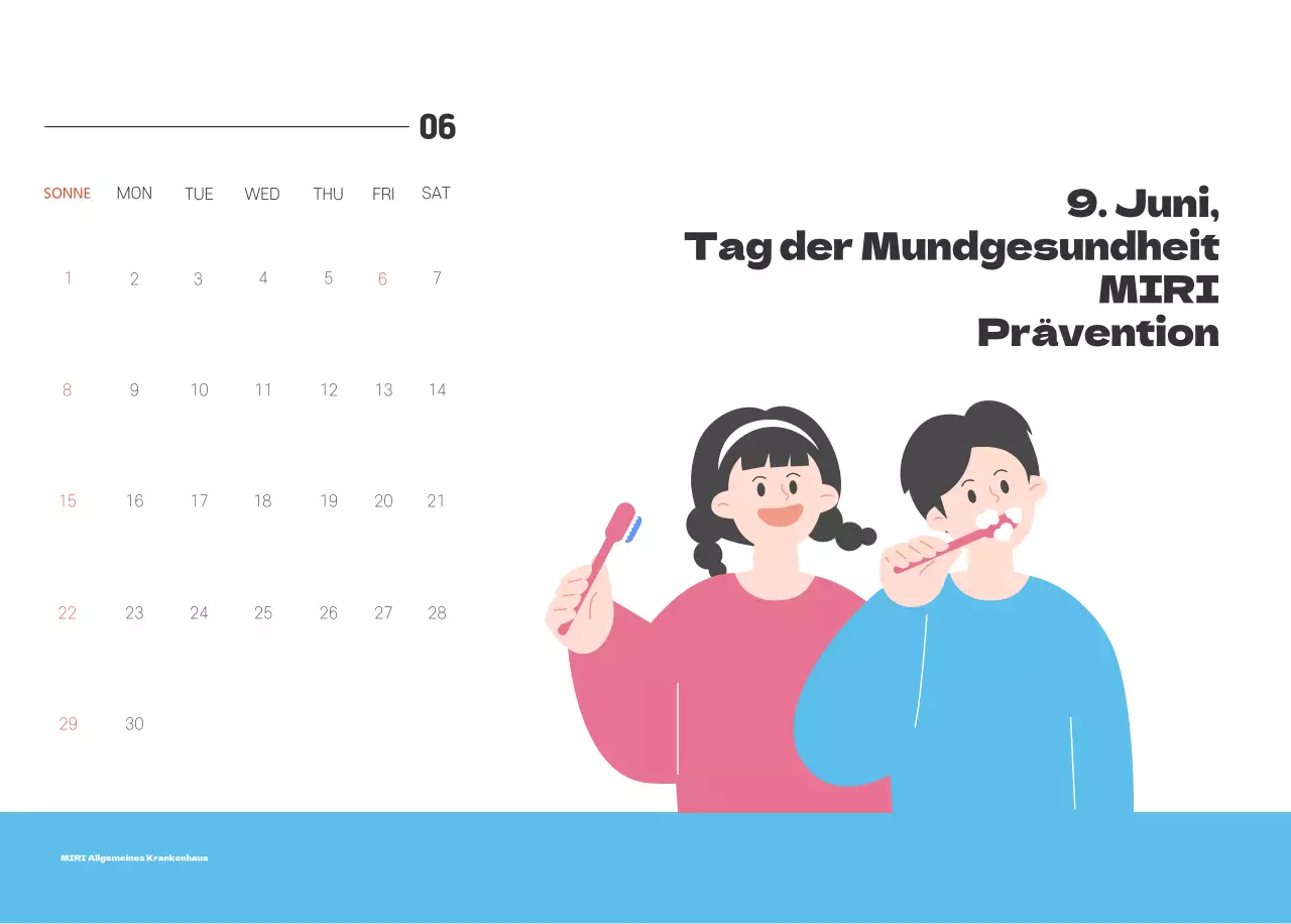 Ein festliches Krankenhaus mit Illustrationen zum Thema Gesundheit und Familie und farbenfrohen Akzenten