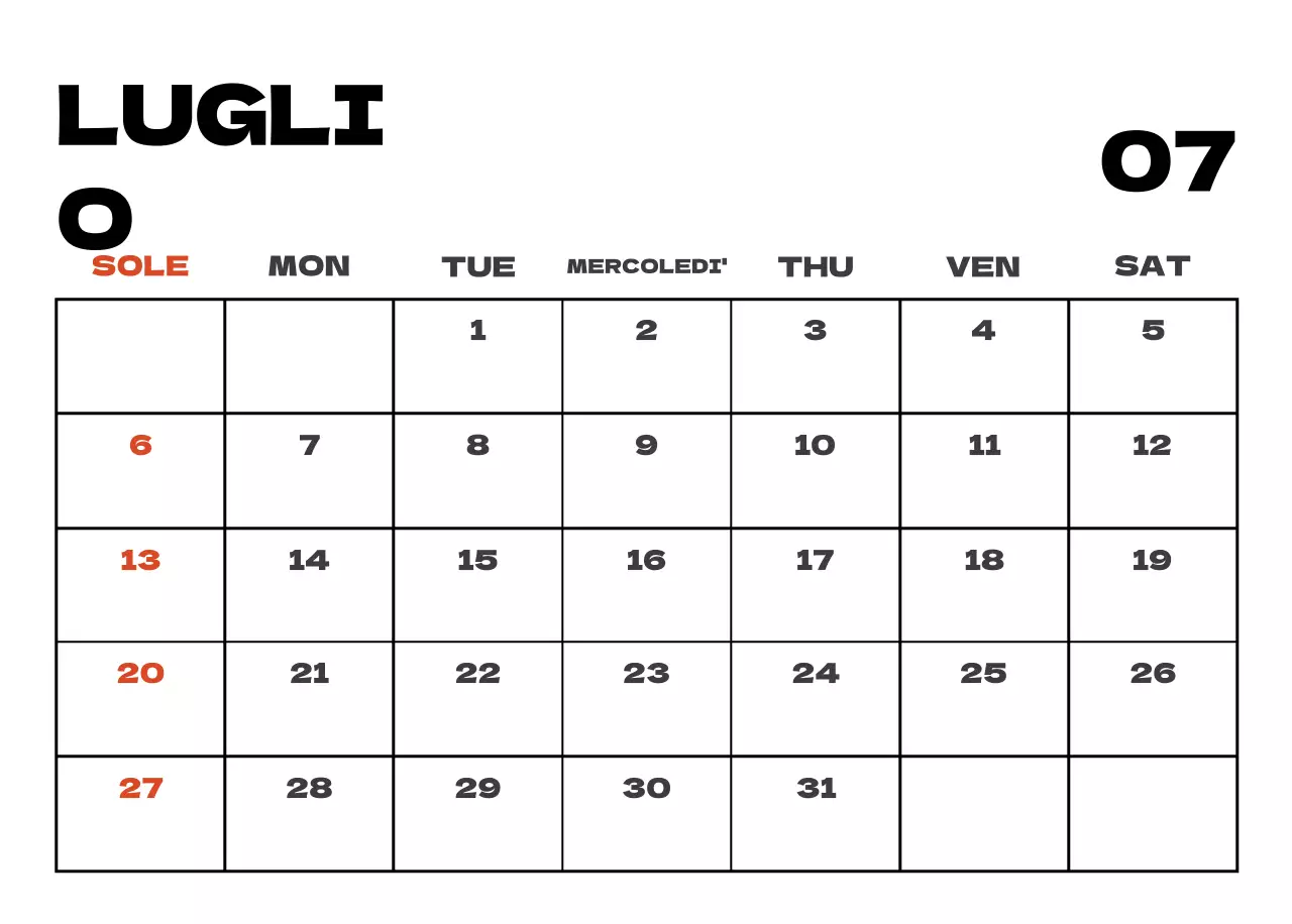 Calendario pulito con foto del cielo