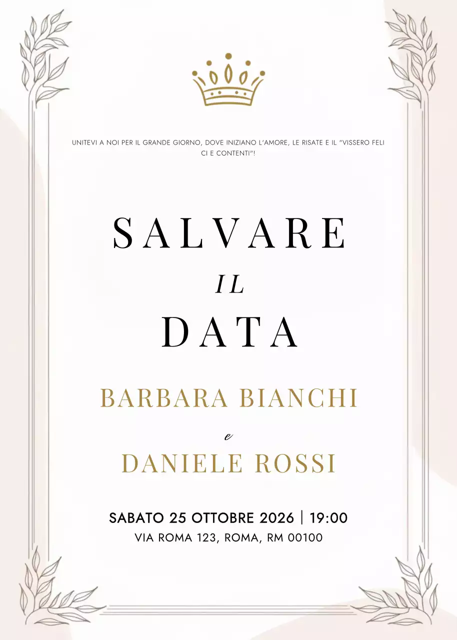 Invito di nozze elegante beige