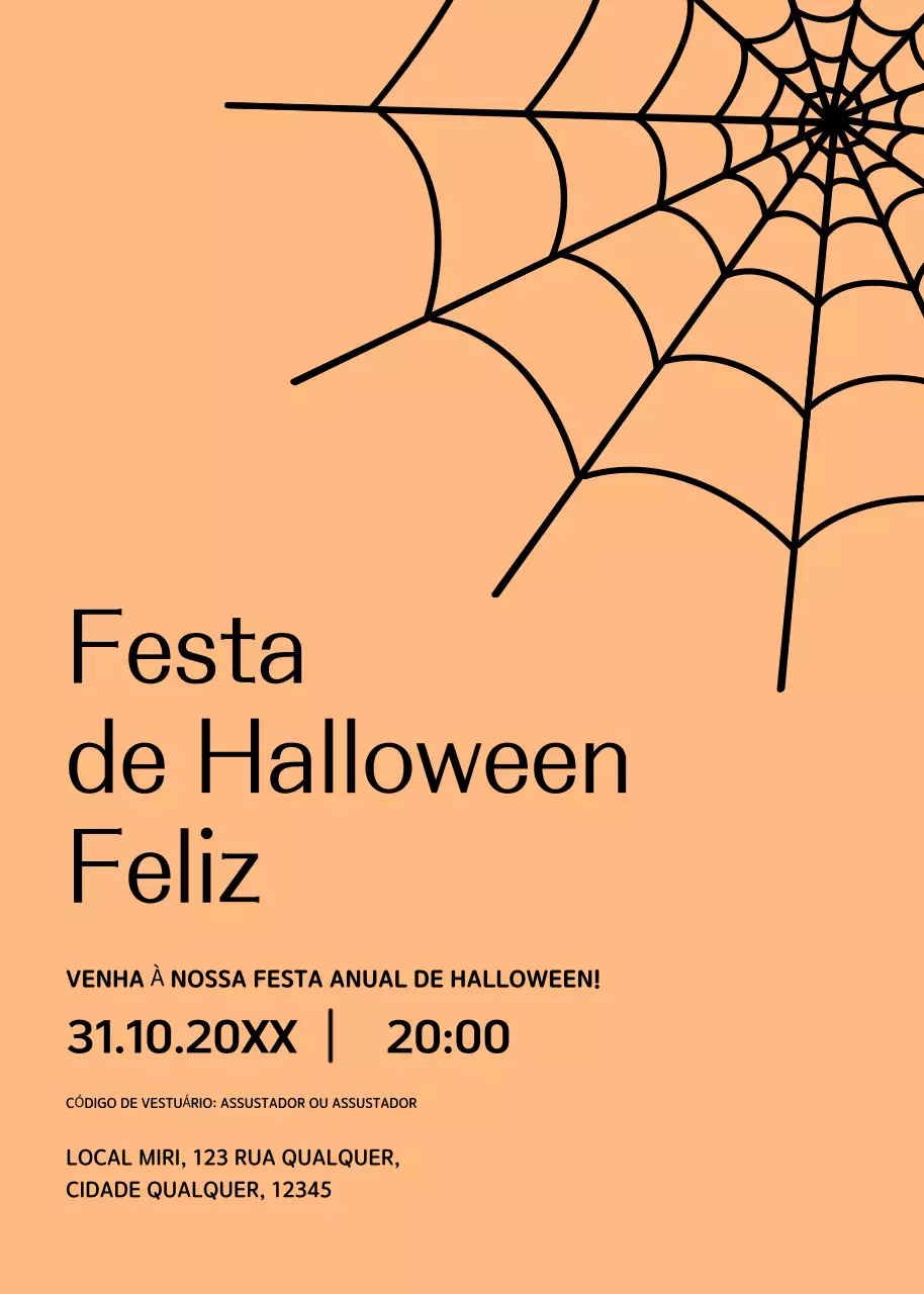 Convite para festa de Halloween preto e laranja