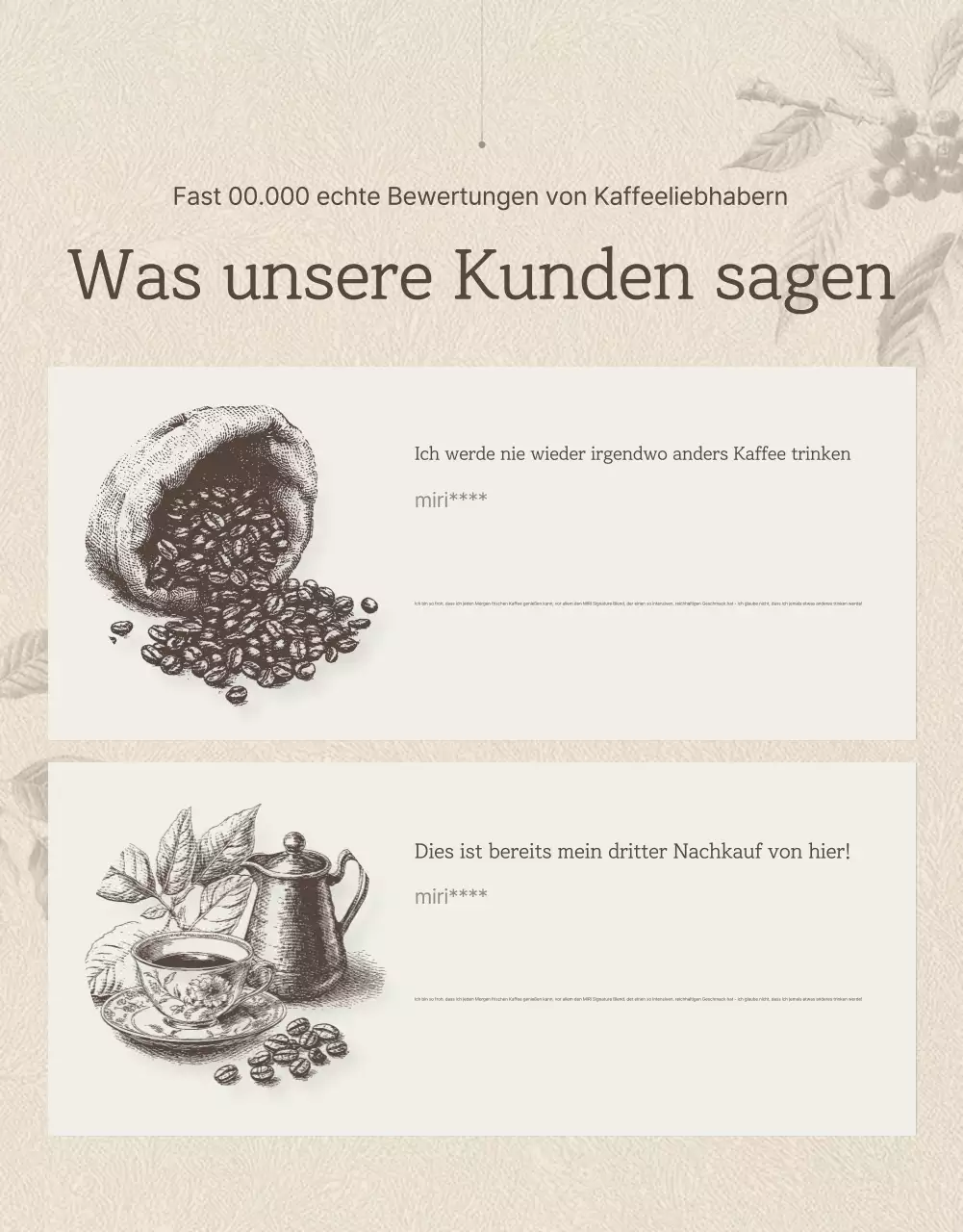 Beige und braun vintage Kaffeebohnen Detailseite