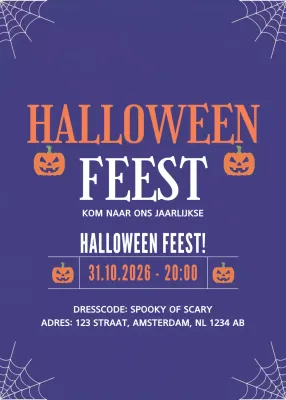 Paarse Retro Halloween Uitnodiging
