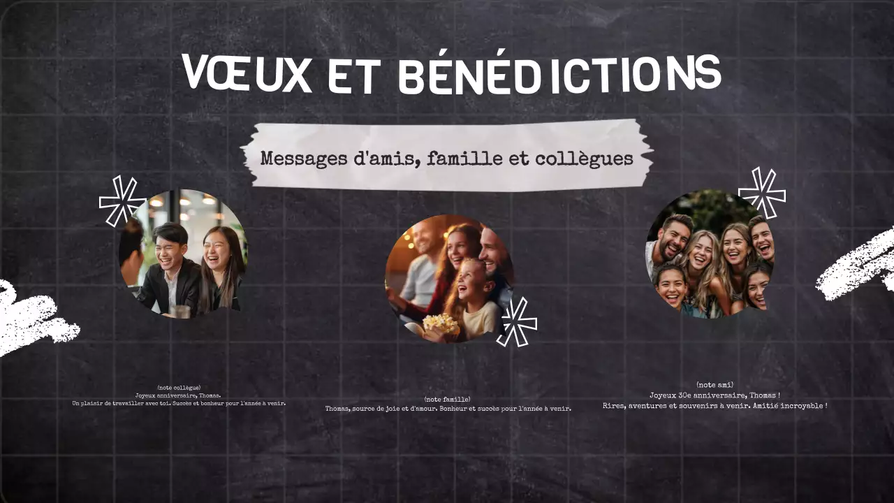 Présentation d'anniversaire tendance noire