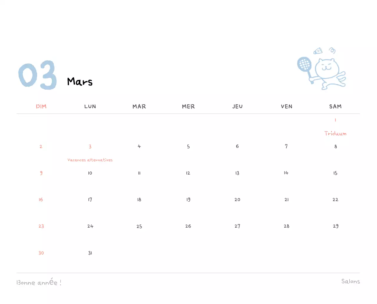 Calendrier journalier en ivoire