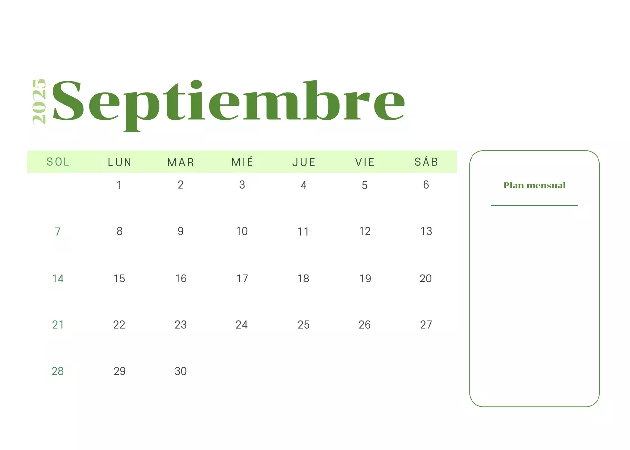 Calendario con ilustraciones juveniles sobre fondo amarillo verdoso