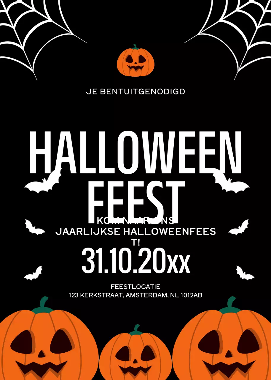 zwarte traditionele Halloween-uitnodiging