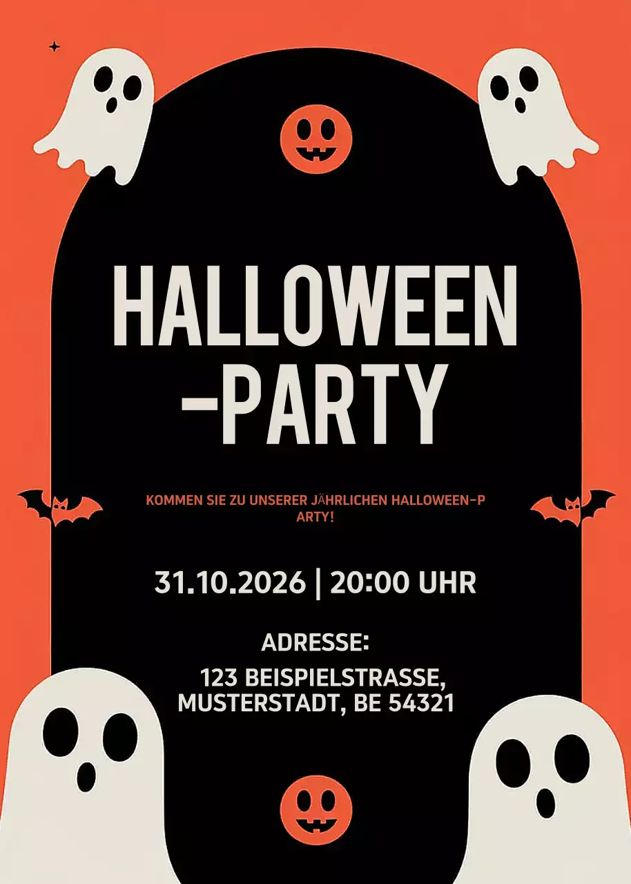 Orange Retro-Halloween-Einladung