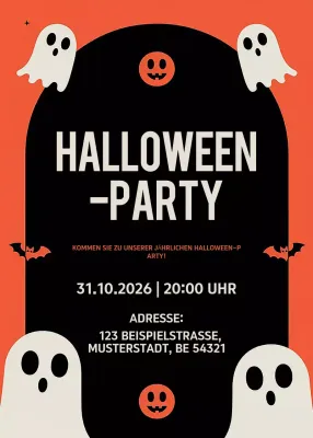 Orange Retro-Halloween-Einladung