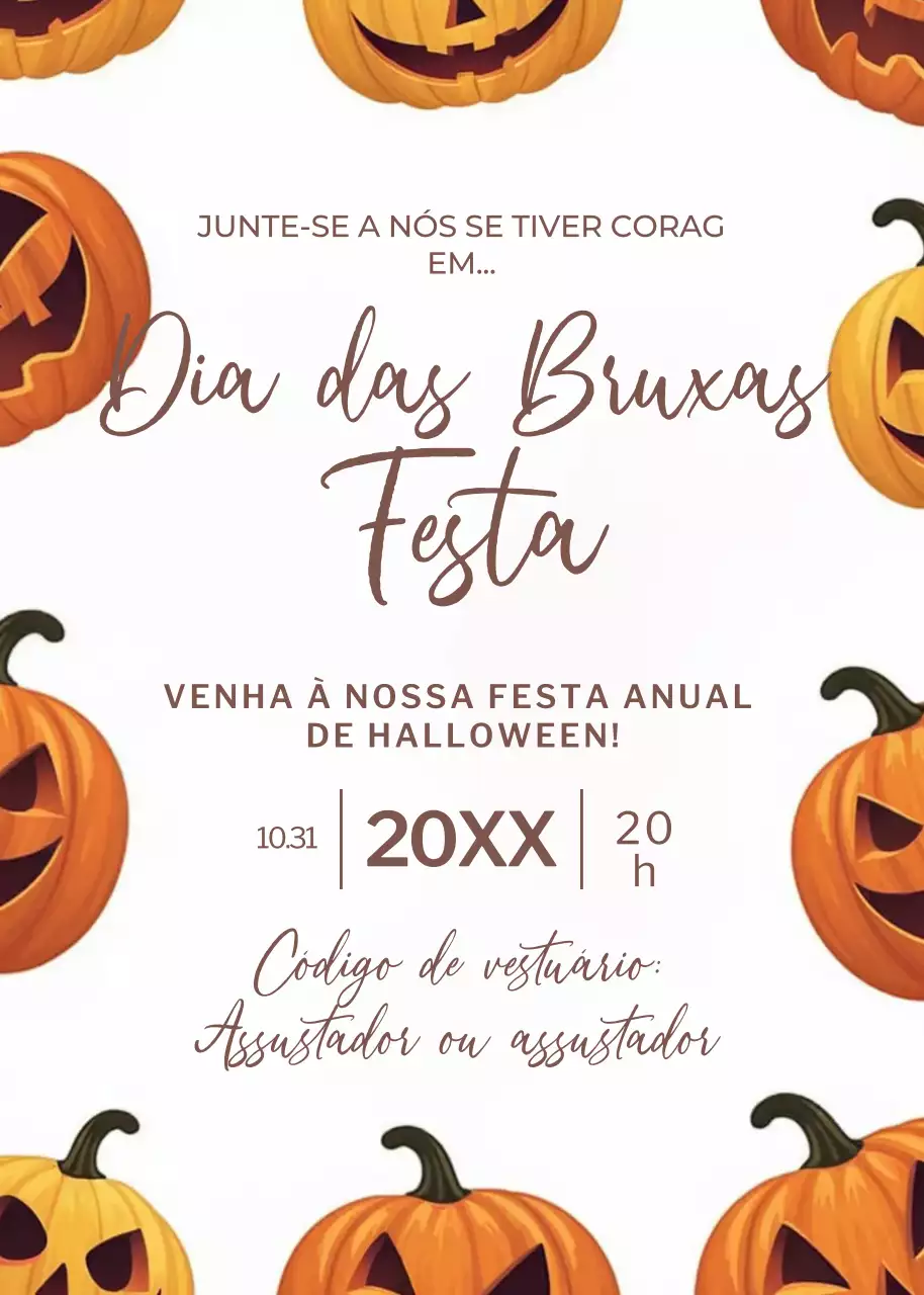 convite de Halloween retro laranja