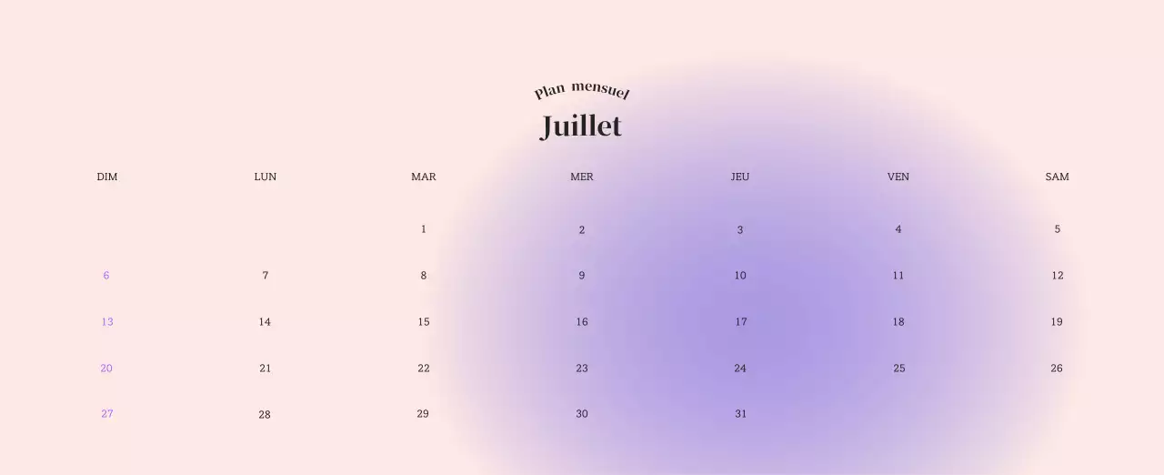 Calendrier minimaliste dégradé