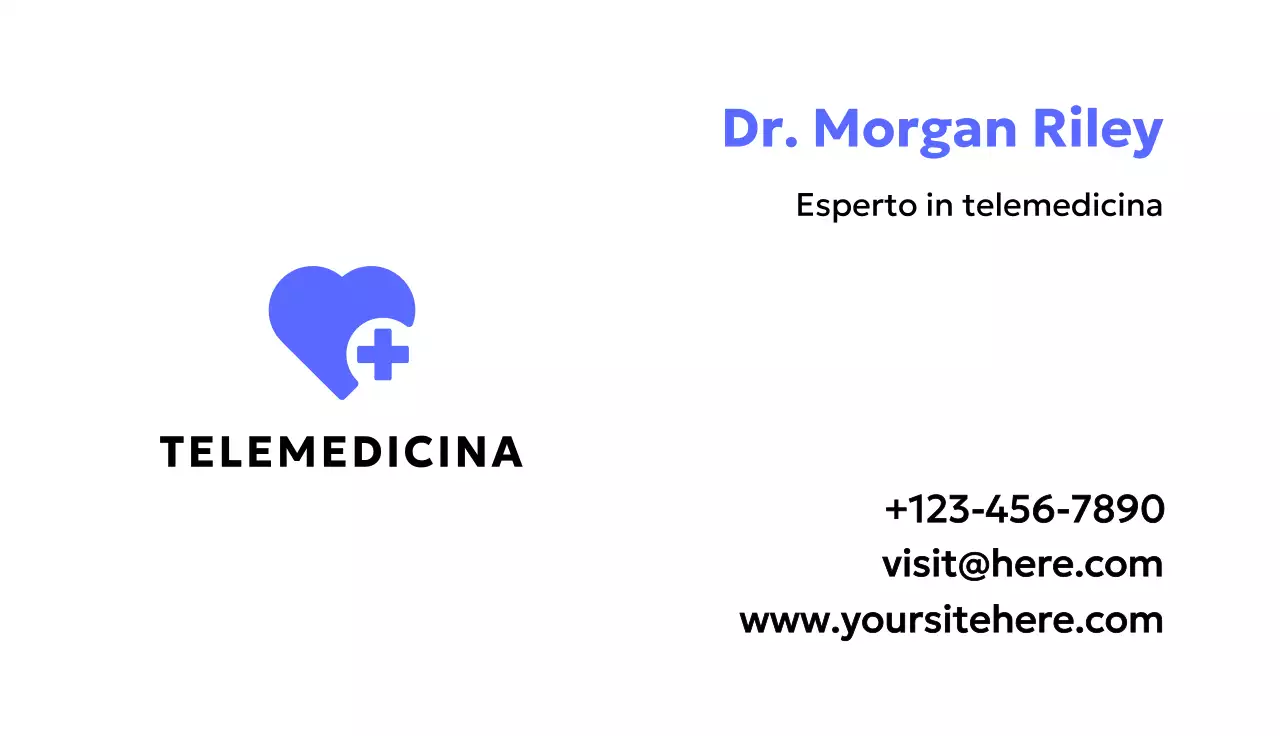 biglietto da visita blu minimal per la telemedicina