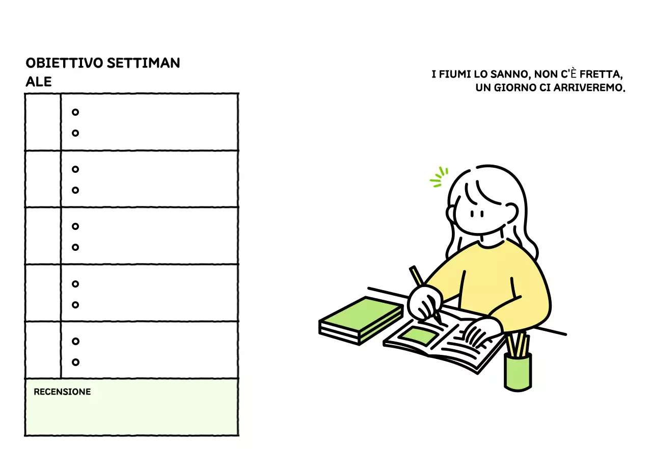 Calendario illustrato con un grazioso stile di linee