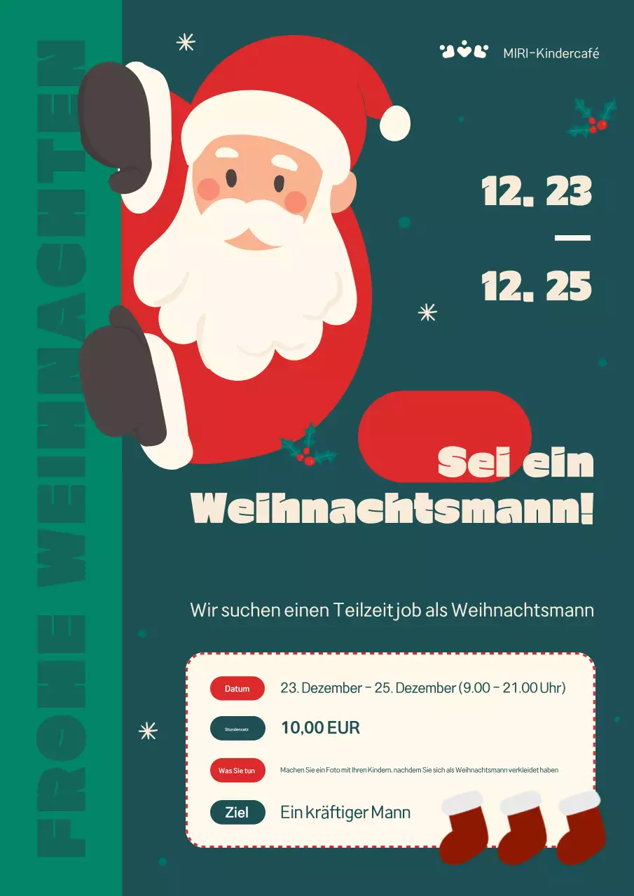 Klassische weihnachtliche Teilzeitstellenausschreibungen in Rot und Grün
