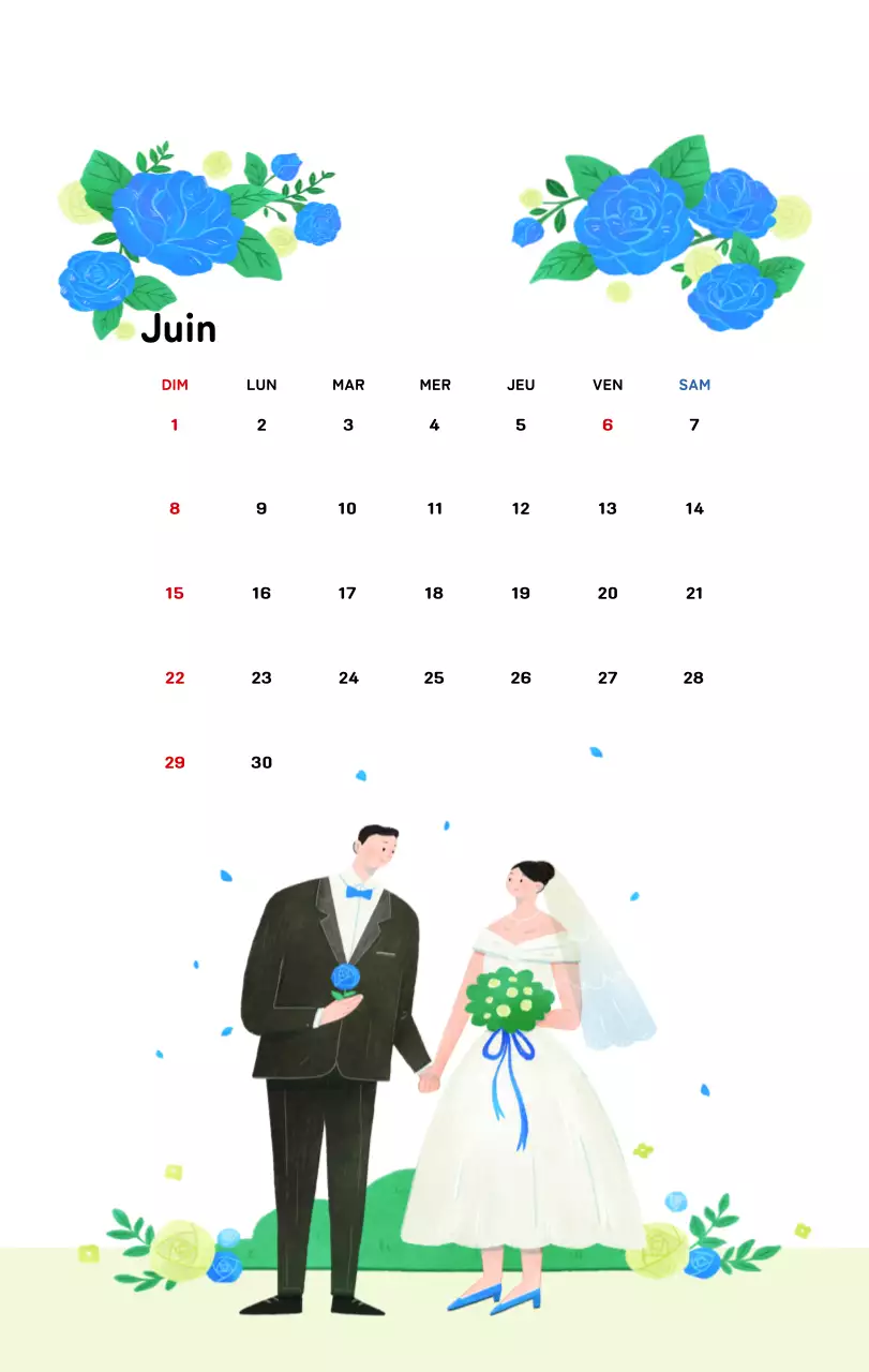 Calendrier du Nouvel An avec illustrations chaleureuses