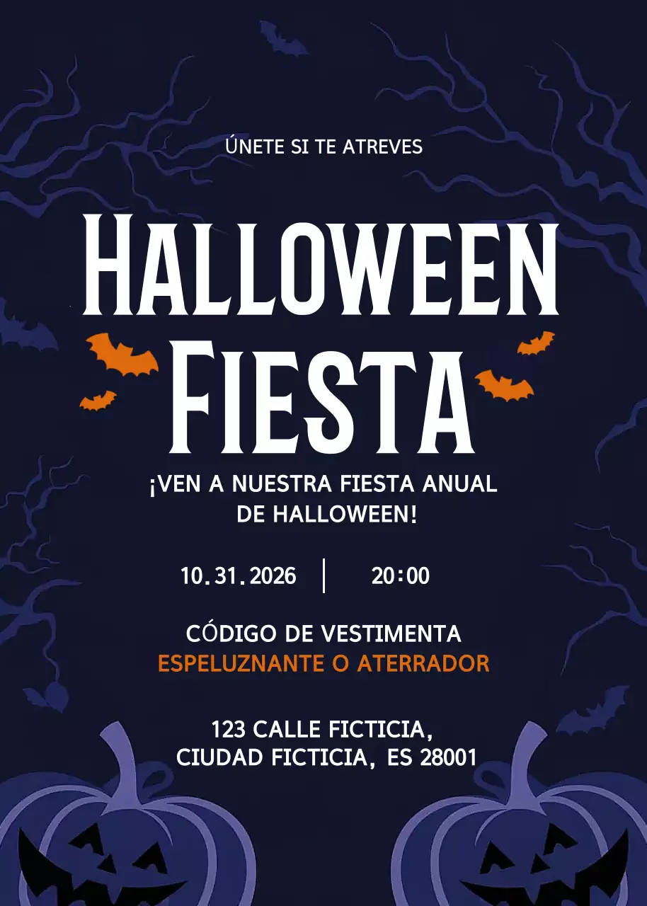 Invitación de Halloween Navy Gothic