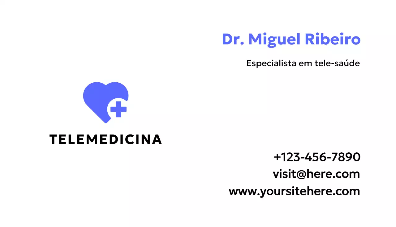 cartão de visita de telemedicina minimalista azul