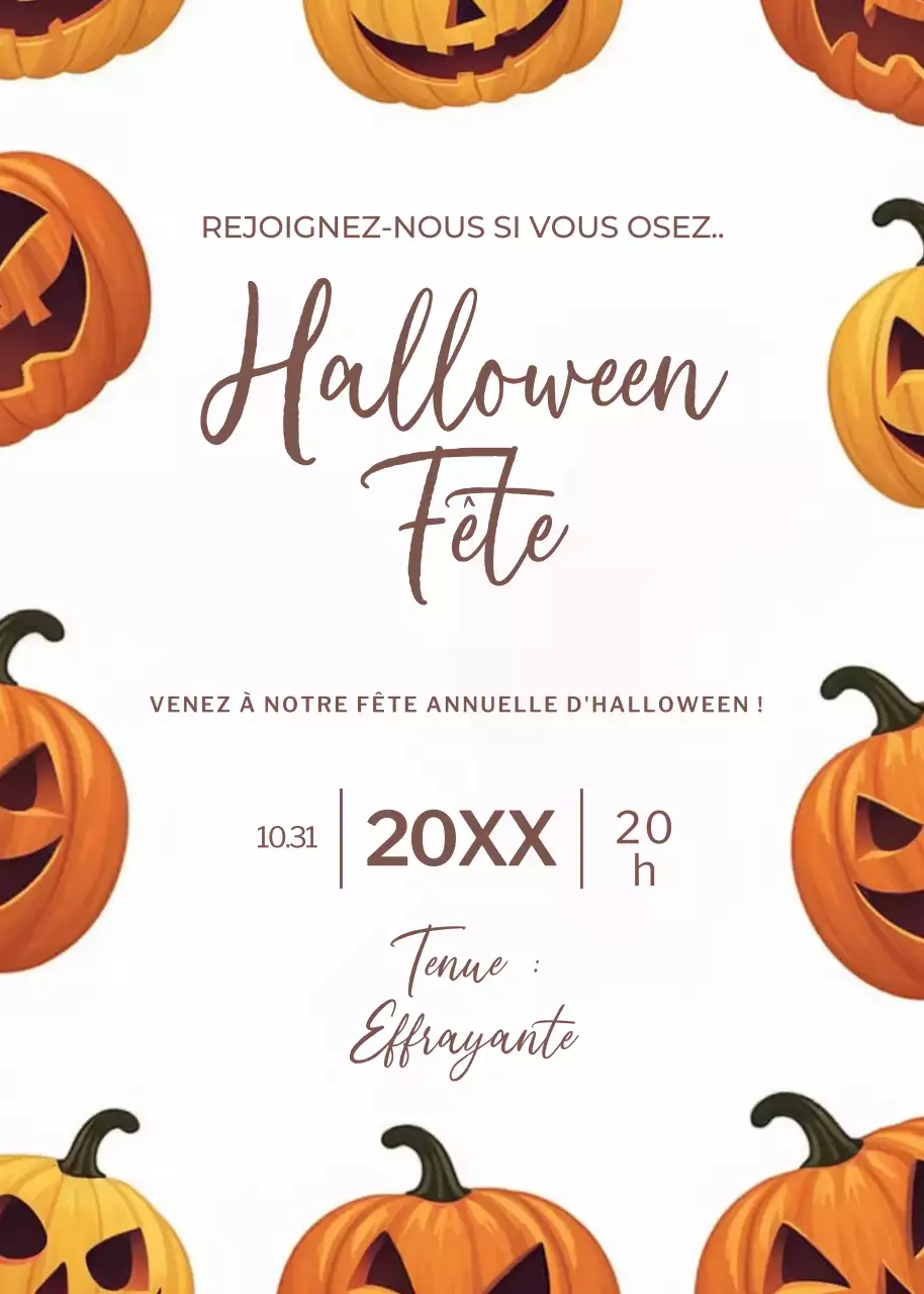 invitation rétro orange pour Halloween