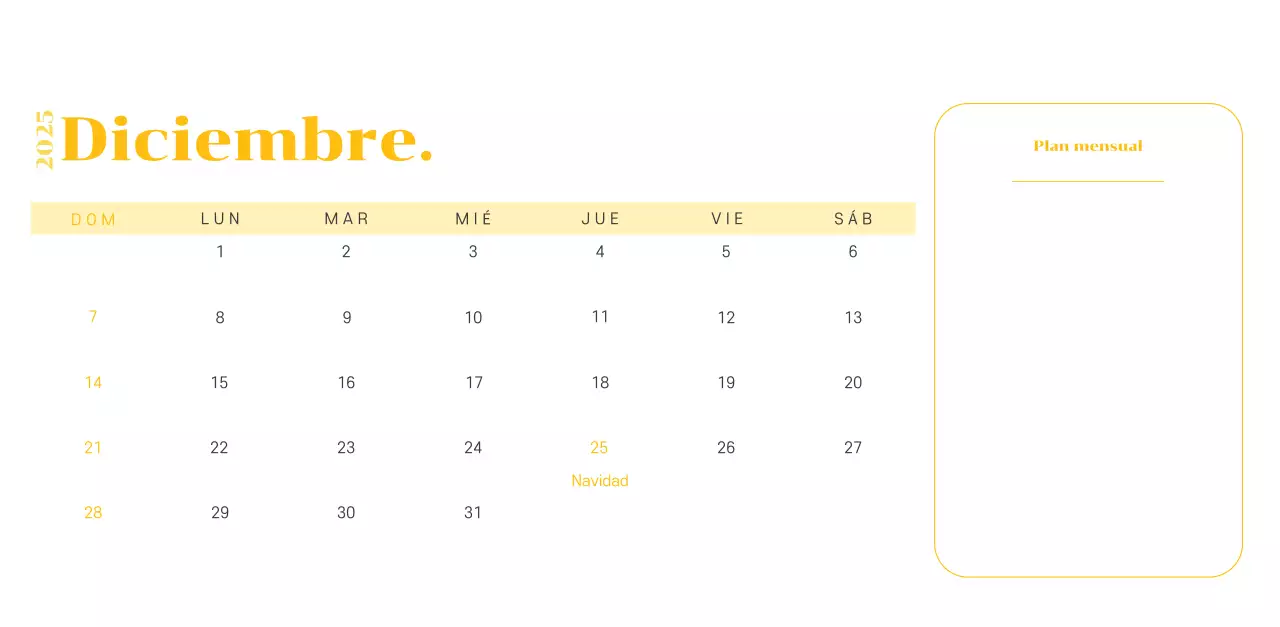 Calendario con ilustraciones juveniles sobre fondo amarillo verdoso